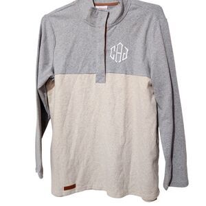 Marleylilly Top Sweatshirt Size XL Gray And Beige Color Front Buttons